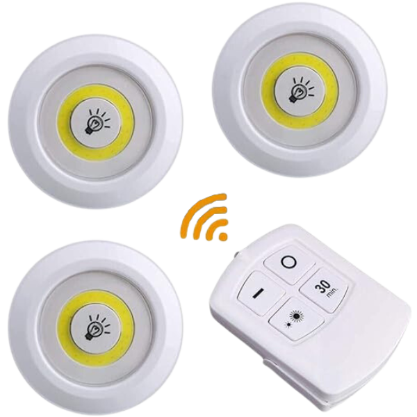 Kit 3 Lâmpadas Luminária Led Controle Sem Fio