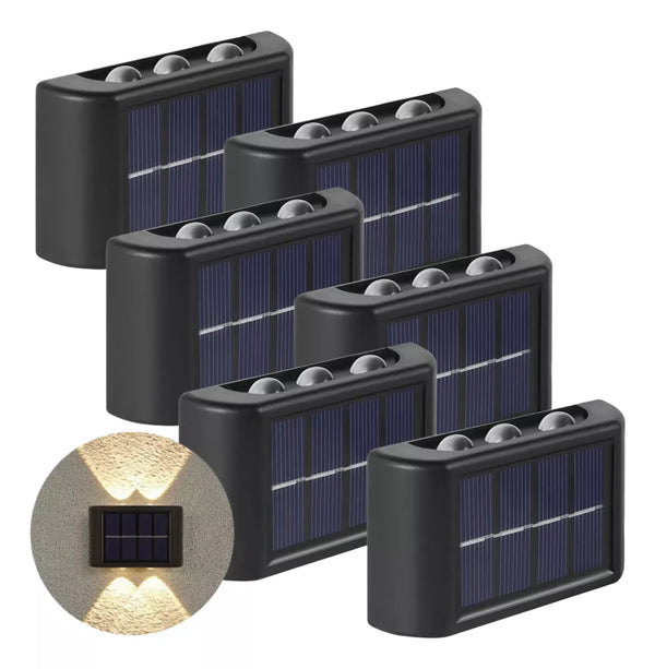 Kit com 6 Arandela Solar com 6 LEDs para Jardim, Escadas e Muros: Iluminação Prova d'Água Eficiente e Sustentável para Áreas Externas