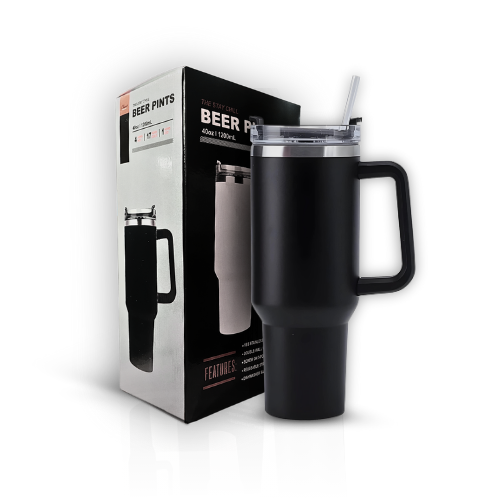 Copo Térmico Grande 1200ml com Canudo: Manutenção de Temperatura Prolongada para Bebidas Quentes e Frias Preto