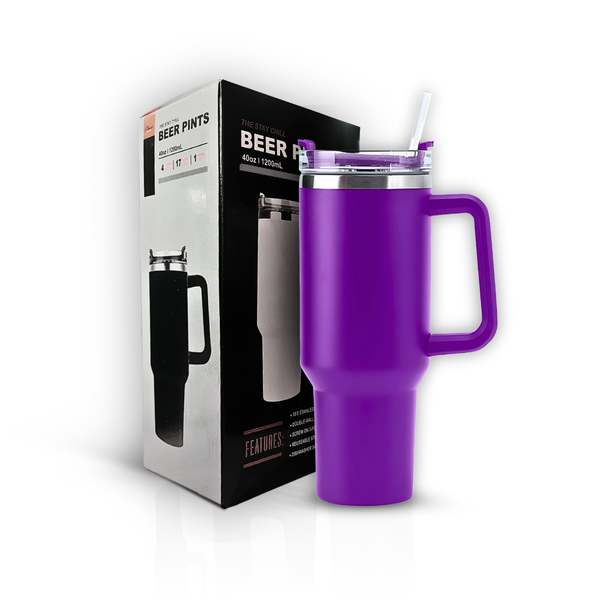 Copo Térmico Grande 1200ml com Canudo: Manutenção de Temperatura Prolongada para Bebidas Quentes e Frias Roxo