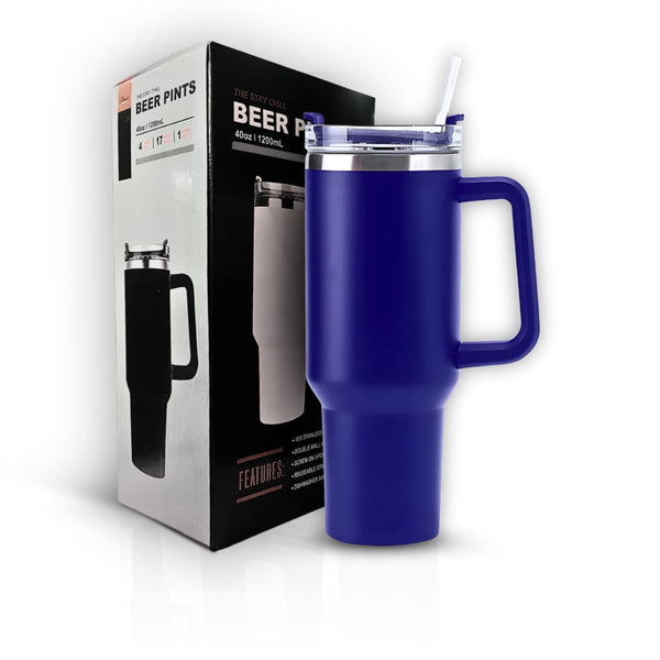 Copo Térmico Grande 1200ml com Canudo Azul Escuro: Manutenção de Temperatura Prolongada para Bebidas Quentes e Frias