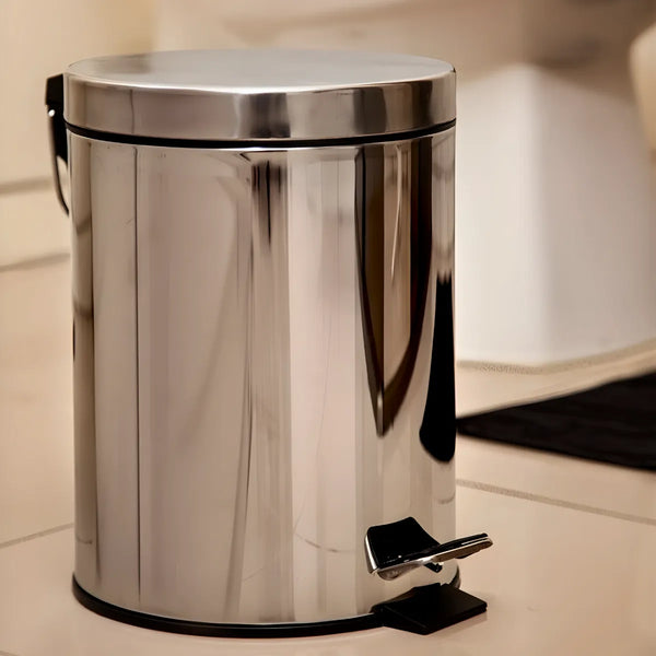 Lixeira Inox com Pedal e Balde Removível 5 Litros - Durável, Compacta e Higiênica para Cozinha e Banheiro