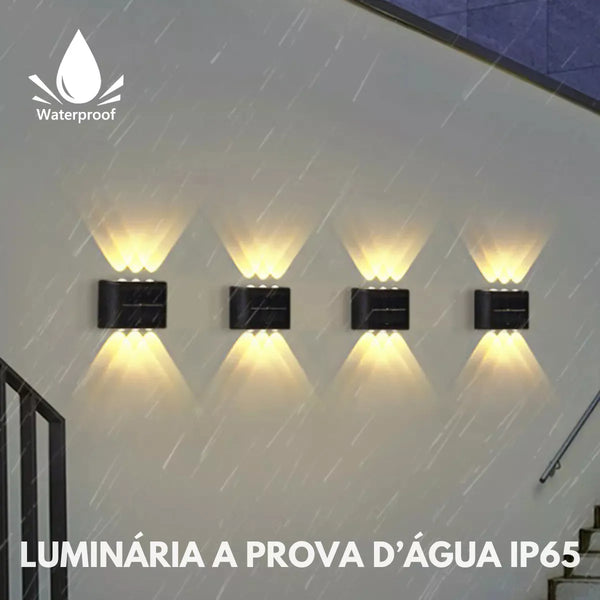 Kit com 4 Arandela Solar com 6 LEDs para Jardim, Escadas e Muros: Iluminação Prova d'Água Eficiente e Sustentável para Áreas Externas