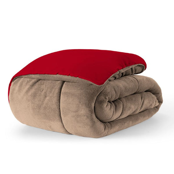 Coberdrom Dupla Face Cama Solteiro Manta Soft e Tecido Frio Vermelho