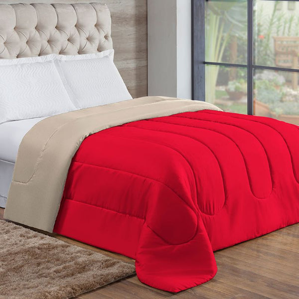 Edredom Para Cama Queen Toque Percal 200 Fios Marselha Vermelho